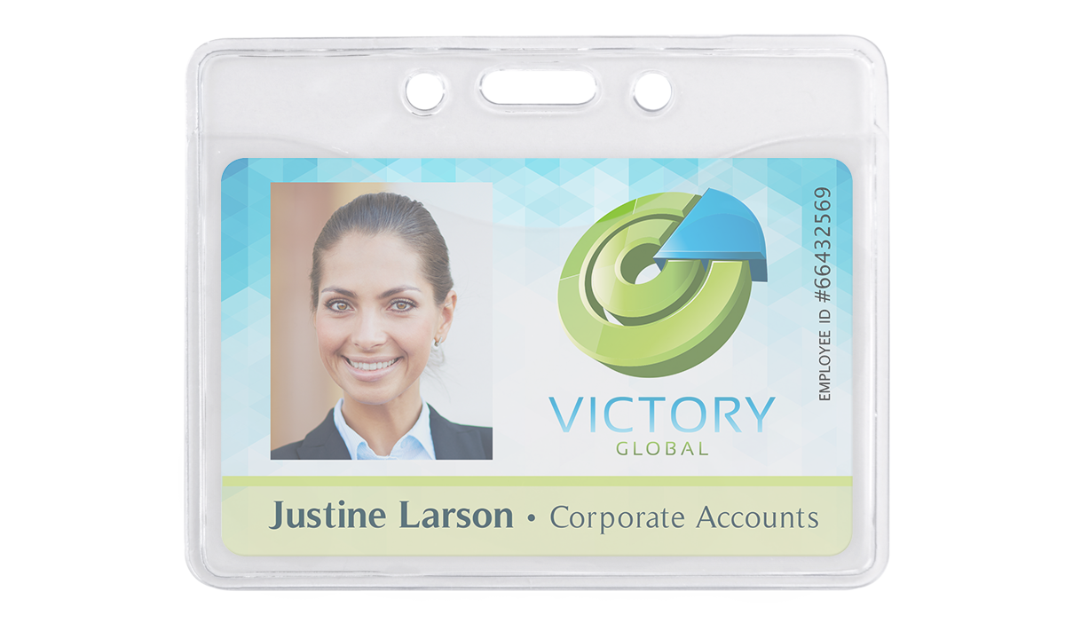 Premium horizontale vinyl badgehouder met een vak - Creditcardformaat (CR80)