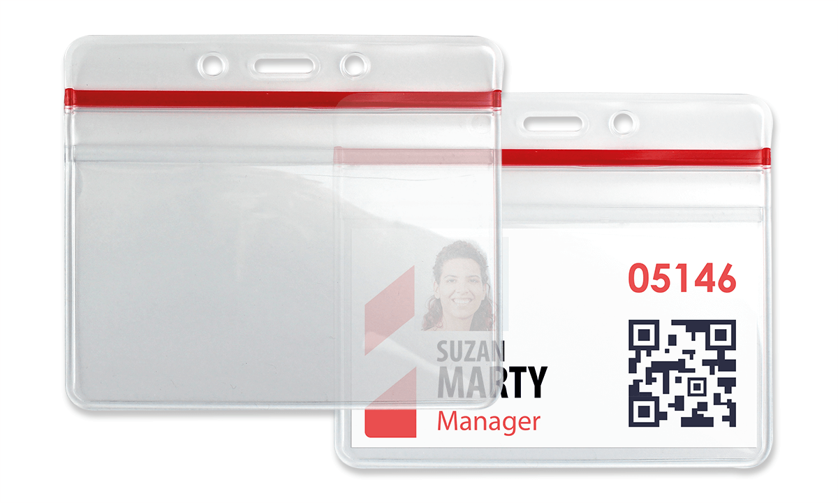 Vinyl badgehouder met hersluitbare ritssluiting - 70 x 92 mm inzetstuk