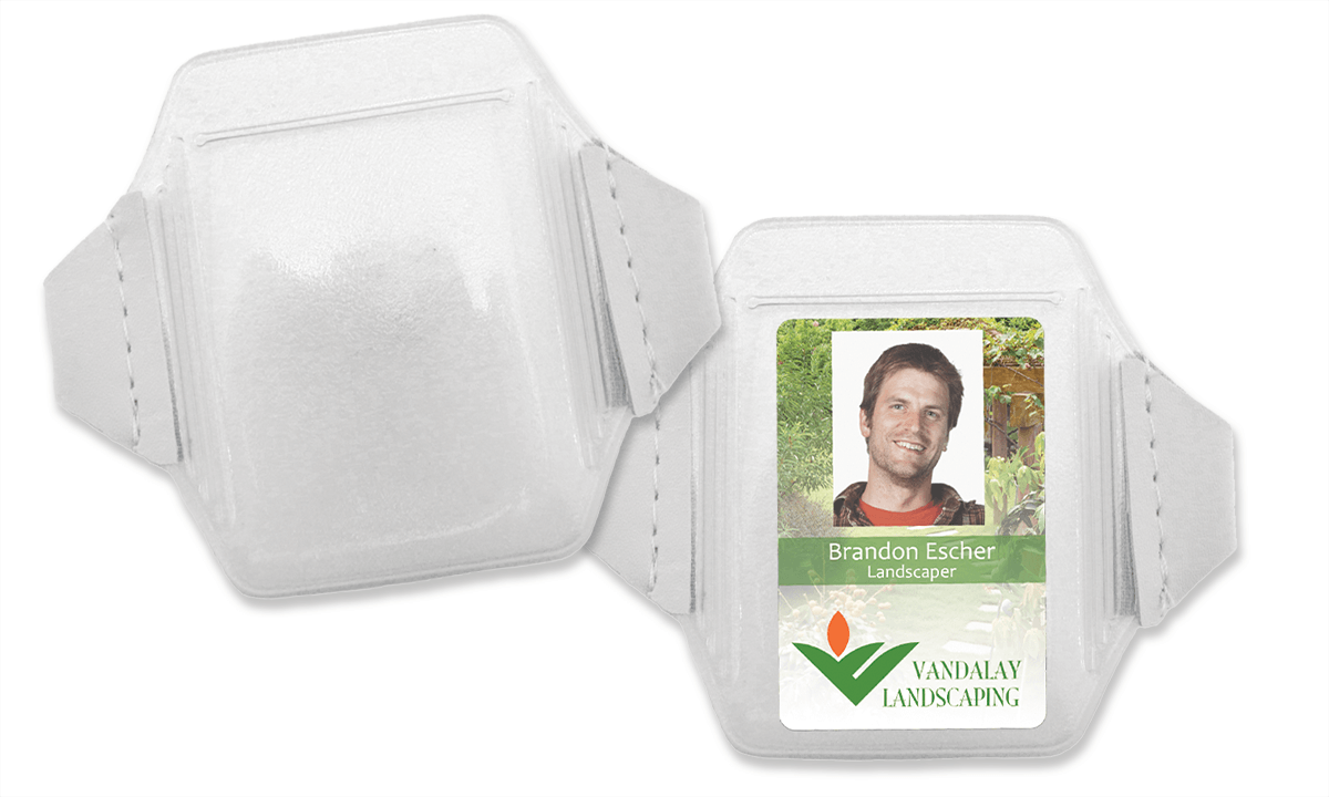 Verticale vinyl armband badgehouder