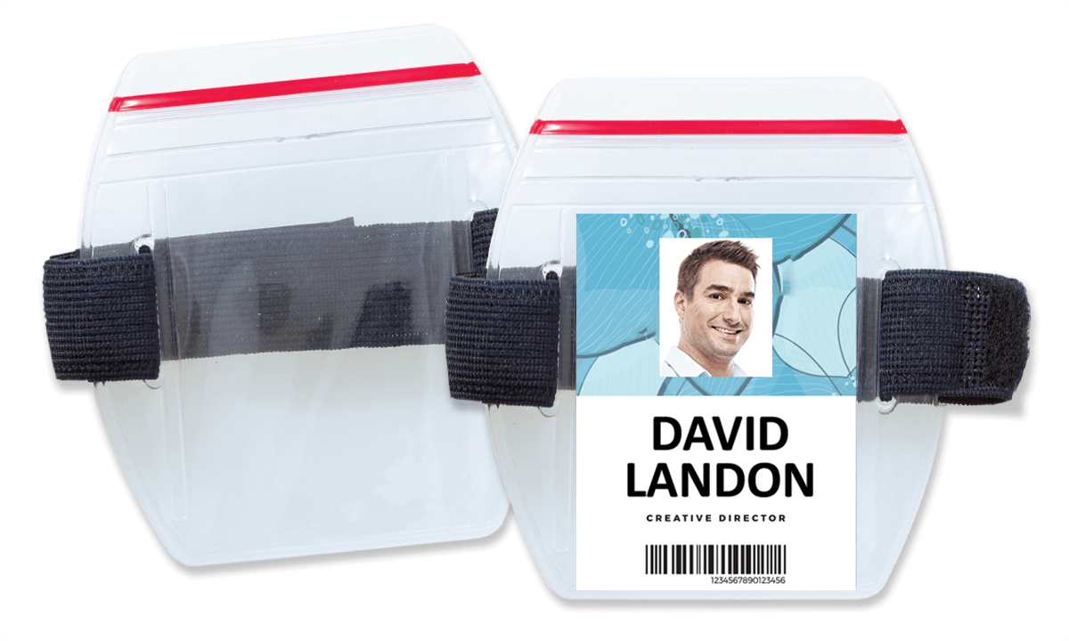 Armband badgehouder met elastische band en zipsluiting