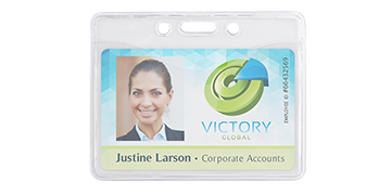 Premium horizontale vinyl badgehouder met een vak - Creditcardformaat (CR80)