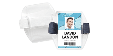 Verticale vinyl armband badgehouder