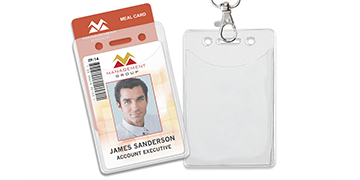 Premium verticale vinyl badgehouder met twee vakken - Creditcardformaat (CR80)