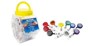 Pak van 100 ronde badgehouder jojo's in verschillende kleuren, Tub-o-reels